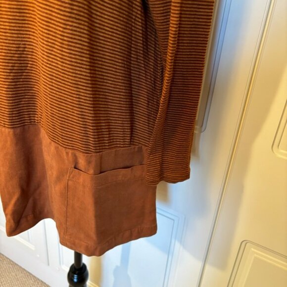 Cut Loose loose tunic with stripes and solid and front patch pockets women's S - Picture 2 of 7